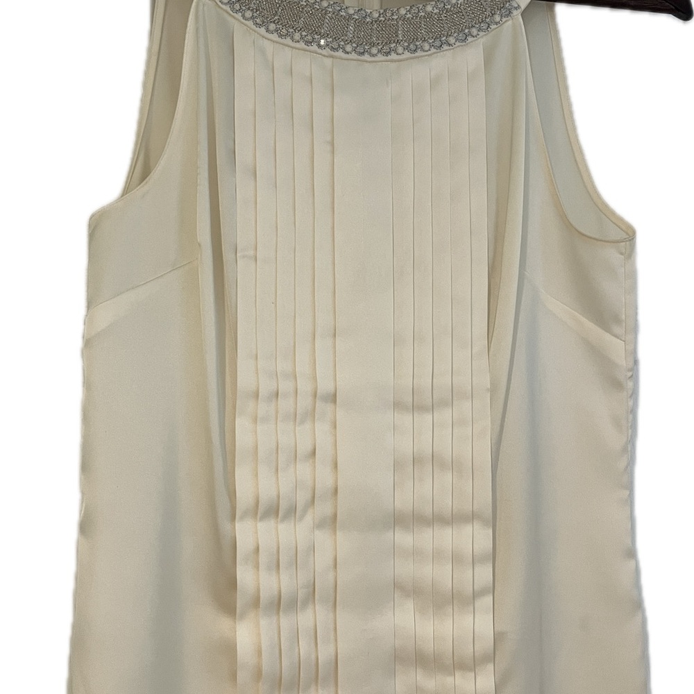 Banana Republic Cream Ivory Top with Silver Embellished Neckline size 2